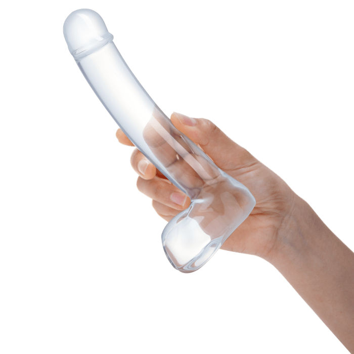 Realistic Curved Glass Dildo 7"