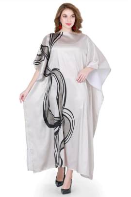 Beige Wavy Kaftan Kaftan