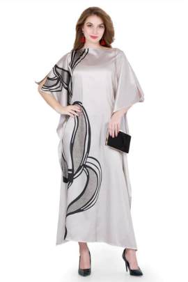 Beige Wavy Kaftan Kaftan