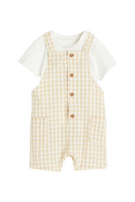 Beige/White 2-piece cotton set