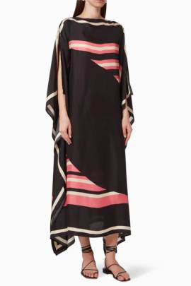 Black Silk Crepe Kaftan