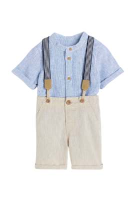 Blue/Light beige 2-piece set with braces Kids