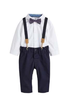 Boys Formal White  Suspenders Bow Tie Set Baby Boy's