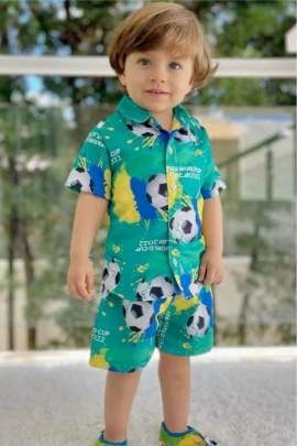 Cotton Half Sleeves T-Shirt and Knee Length Shorts Boll Print