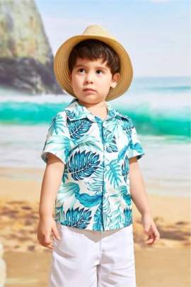 Cranes Printed Shirt with Woven Shorts Fancy Set