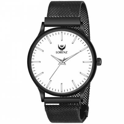 Lorenz Watch Black Analog (Classy Wired Mesh Magnet Band ) Ultra Slim Watch for Men’s & Boys  