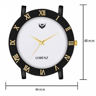 Lorenz Watch Black Leather Strap & White Roman Dial Analogue Watch for Men  Men's Watch