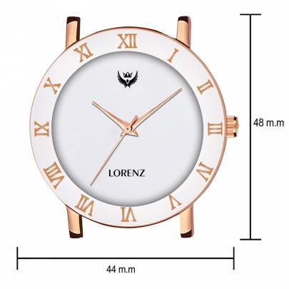 Lorenz Watch Brown Leather Strap & White Roman Dial Analogue Watch for Men Men's Watch