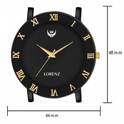 Lorenz Watch Brown Leather Strap & Black Roman Dial Analogue Watch for Men 