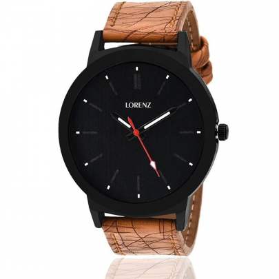 Lorenz Watch Dotted Big Black Dial Watch for Men & Boys  