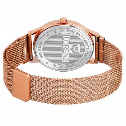 Lorenz Watch RoseGold Analog (Classy Wired Mesh Megnet Band ) Ultra Slim Watch for Men’s & Boys 