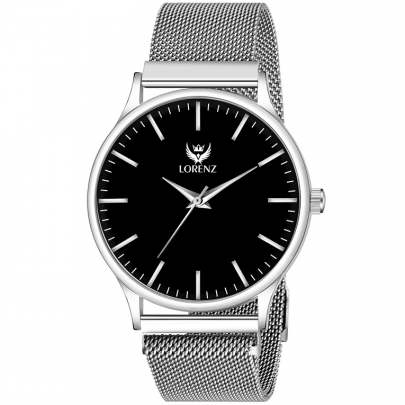 Lorenz Watch Silver Analog (Classy Wired Mesh Magnet Band ) Ultra Slim Watch for Men’s & Boys 