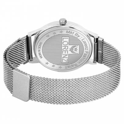 Lorenz Watch Silver Analog (Classy Wired Mesh Megnet Band ) Ultra Slim Watch for Men’s & Boys 