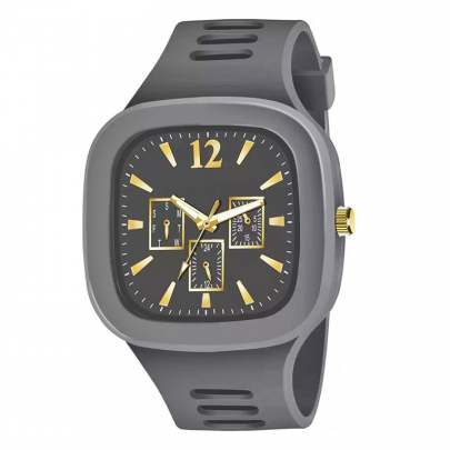 Lorenz Watch Stylish Square Grey Dial Smooth Silicon Strap – Grey 