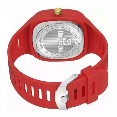 Lorenz Watch Stylish Square Red Dial Smooth Silicon Strap Analog Watch- Red 