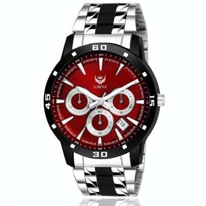 Lorenz Watch Two Tone Chain & Red dial Watch for Men 