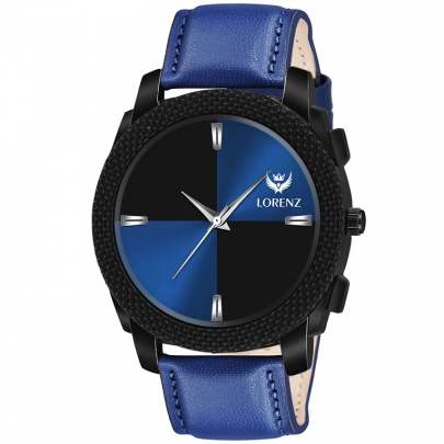 Lorenz Watch Two Tone Dial & Blue Leather Strap Analogue Watch for Men 