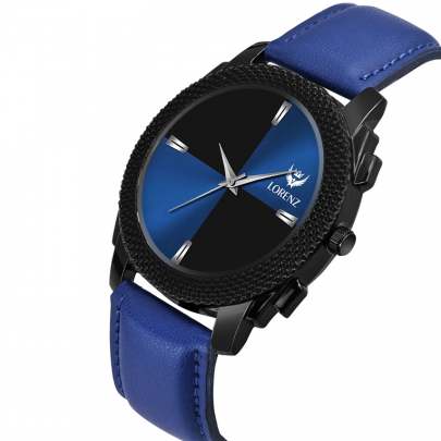 Lorenz Watch Two Tone Dial & Blue Leather Strap Analogue Watch for Men 