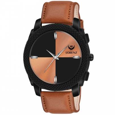 Lorenz Watch Two Tone Dial & Brown Leather Strap Analogue Watch for Men 