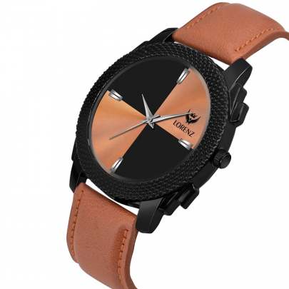 Lorenz Watch Two Tone Dial & Brown Leather Strap Analogue Watch for Men 