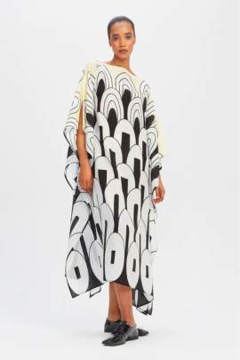 Mushroom Silk Crepe Kaftan