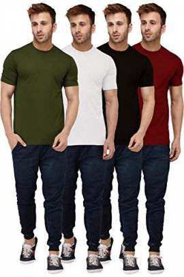 Solid Men Regular Fit Round Neck Half Sleeve Tshirt  Men's T-Shirt