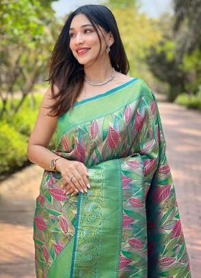 Teal Green Kanchi Pattu Silk Traditional Wear Weaving Saree Saree